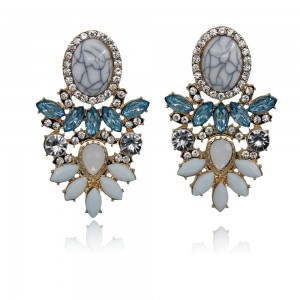 Wholesale Women Fashion Earrings Jewelry Crystal Rhinestone White Turquoise Earrings