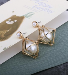 Unique products pearl inlay geometry jewelry women fashion earring