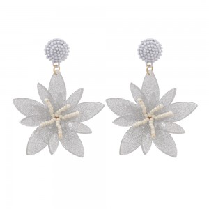 European and American Hot Style Seed Beads Acrylic Flower Shaped Dangle Earrings