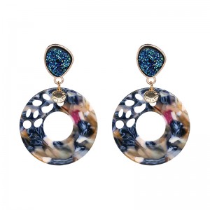 European and American New Design Women Hollow Acrylic Circle Drop Earrings