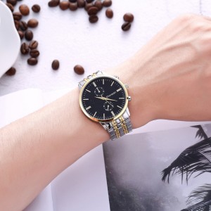 Men’s steel belt watch simple scale casual quartz watch