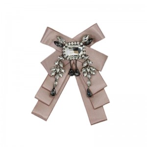 WENZHE European New Wholesale Rhinestone Brooch Exaggerated Female Korean Bow Tie Women Brooch