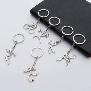 Variety of creative metal sports logo key chain bicycle running weightlifting football basketball keychain