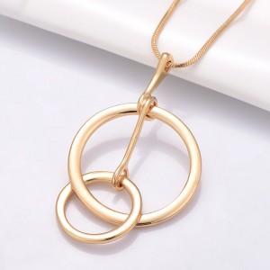 Latest Design Fashion Jewelry Necklaces Double Gold Circle Pendant Necklace For Women