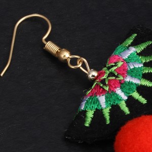 Wholesale new 3 Small Fur Ball Pendant Embroidery Design Earrings, National Tassel Earrings Boho Jewelry