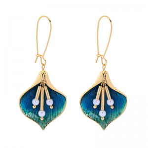 Fashion earring designs new model earrings bohemia elegant drop oil pearl shell flower earring