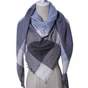 WENZHE Winter Triangle Scarf For Women Shawl Cashmere Plaid Scarves Blanket