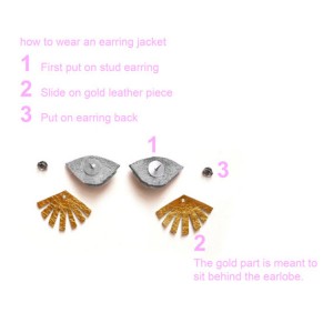 Gold earrings 2018 fashion new design handmade leather stud eye statement earrings for woman jewelry