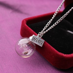 Best Quality New creative wishing dandelion pendant handmade glass ball necklace