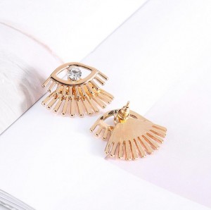 Gold Plated Eyes Eyelash Crystal 2 Layers Earrings New Design For Women