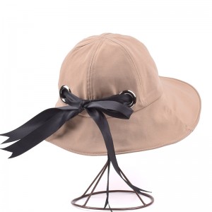 WENZHE Summer Cotton Sun Visor Hat Foldable Bucket Hat With Bow