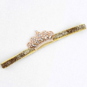 Crystal crown elastic headband hair accessories baby kids party headband