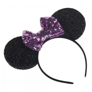 European and American Cute Mouse Ears Headband with Glitter Bow Baby Girl Headband