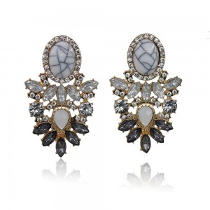 Wholesale Women Fashion Earrings Jewelry Crystal Rhinestone White Turquoise Earrings