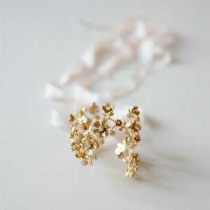 Crystal Bridal Cuff Bracelet Floral Statement Wedding Jewelry Gold Nature Inspired Bridal Bracelet