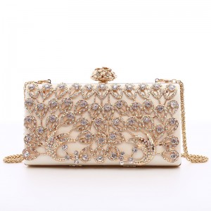 WENZHE New ladies fashion diamond peacock banquet party small square handbag