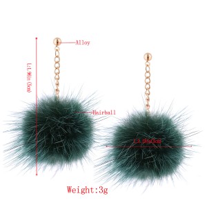 Fashion Korean style fur pom pom ball eardrop earrings for women