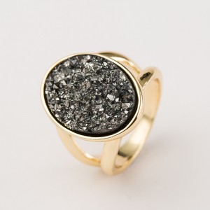 Wholesale Druzy Quartz Ring Round Natural Druzy Agate Stone Ring Women Jewelry