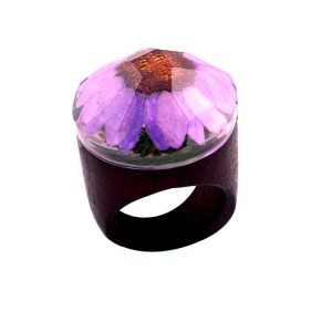 Fashion Wooden Ring Foreign Trade resin flower ring ethnic style wedding ring