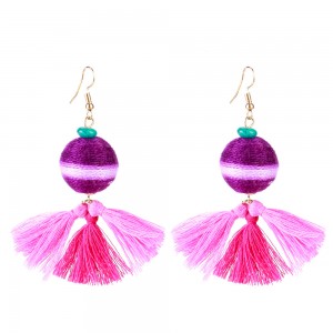 New Arrival Tassel Earrings Bohemian Fashion Turquoise Bead Thread Ball Tassel Drop Earrings