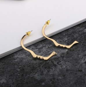 Custom Fancy Design Gold Plated Metal Human Face Shaped Fashion Earring