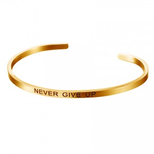 Never Give Up Engraved Cuff Bracelet For Girlfriend Boyfriend Couples Mom Kids