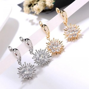 Wholesale Earrings Jewelry Fashion Costume Cubic Zirconia Dubai 18K Gold Ear Buckle Earrings