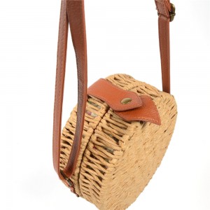 WENZHE Ladies Straw Bags Handwoven Round Rattan Retro Handbags Beach Crossbody Bag Tote