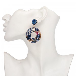 European and American New Design Women Hollow Acrylic Circle Drop Earrings