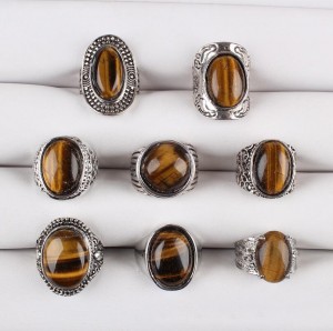 Latest Vintage Style Jewelry Ancient Silver Tigers Eye Gemstone Ring