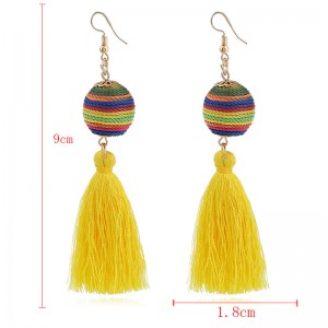 Fashion Bohemian Thread Ball Dangle Earrings Long Tassel Drop Earrings for Women Boho Colorful Charm Jewelry Wholesale