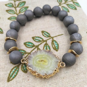 New Arrival Best Selling Lava Stone Agate Bead Druzy Beaded Bracelet