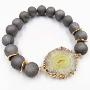 New Arrival Best Selling Lava Stone Agate Bead Druzy Beaded Bracelet