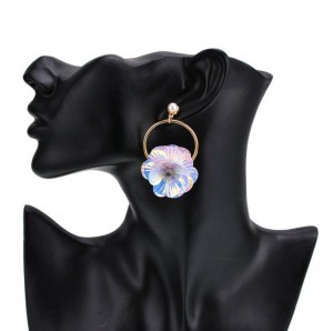 Factory price new hanging flower stud earrings peach blossom earrings