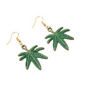 Fashion Gold Plated Alloy Eardrop Women Leaf Shape Earrings