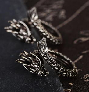Fashion jewelry men ancient punk style dragon thai silver ring