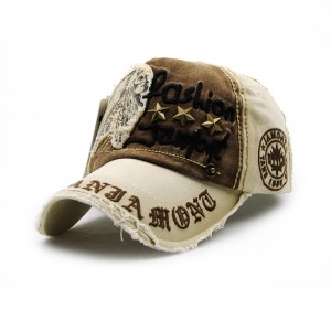 WENZHE Unisex Letter Embroidery Patch Rivet Element Rough Selvedge Cowboy Baseball Cap