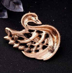 Custom Vintage Women Jewelry Full Crystal Swan Brooch