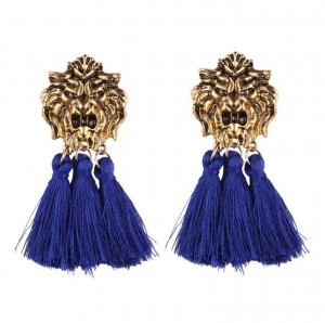 Unique products retro alloy lion head with tassel pendant fashion earring charm jewelry