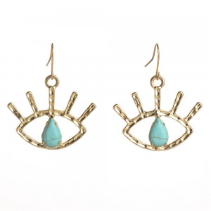 WENZHE New Arrival Gold Plated Turquoise Eye Dangle Hook Earring Women Jewelry