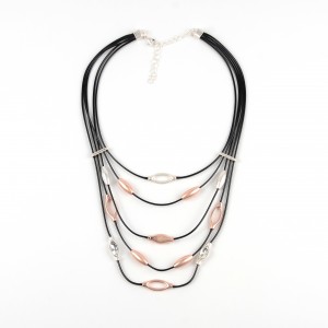 WENZHE Newest Black Wax Rope Tubes Multilayer Fashion Statement Necklace