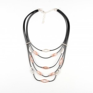 WENZHE Newest Black Wax Rope Tubes Multilayer Fashion Statement Necklace