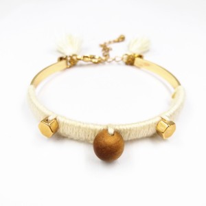 New Fashion Handmade Jewelry Bangles Cotton Thread Braided Macrame Wooden Beads Tassel Bracelet