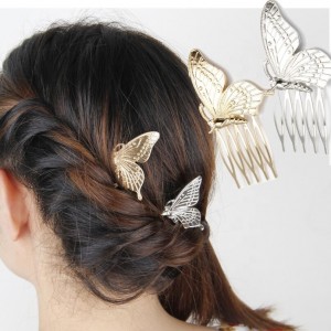 Wholesale Custom Golden Bridal Metal Hair Accessories Butterfly Hair Clip