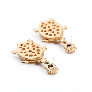Korea Animal Sex With Ladies Cute Earring Gold Plate Earring Fashion Gold Plated Crystal Turtle Stud Earring