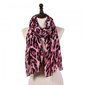 WENZHE Long Casual Animal Pattern Voile Material Leopard Print Shawl Scarf