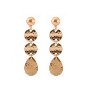 New trend product simple gold jewelry metal wafer tassel dangle earrings