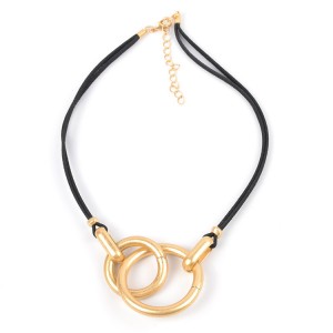 WENZHE Gold Plated Circle Choker Necklace