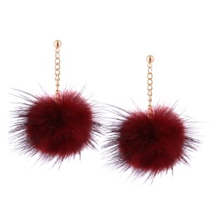 Fashion Korean style fur pom pom ball eardrop earrings for women