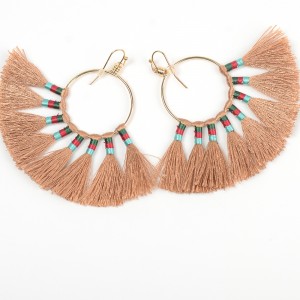 European and American fashion women’s gift personality creative circle alloy tassel earrings